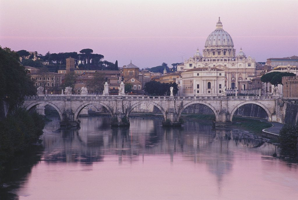 Detail of Tiber River and St. Peter's Basilica by Anonymous