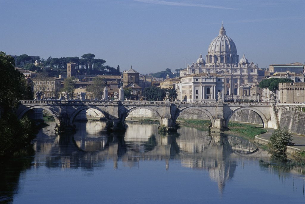 Detail of Tiber River and St. Peter's Basilica by Anonymous