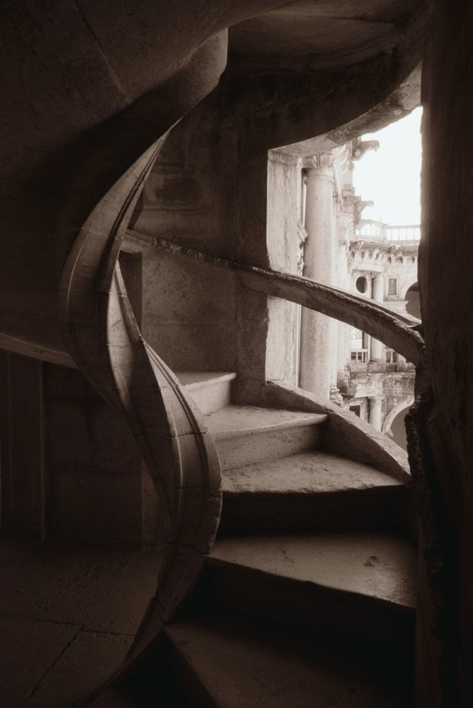 Detail of Spiral Stone Staircase in Convento de Cristo by Anonymous