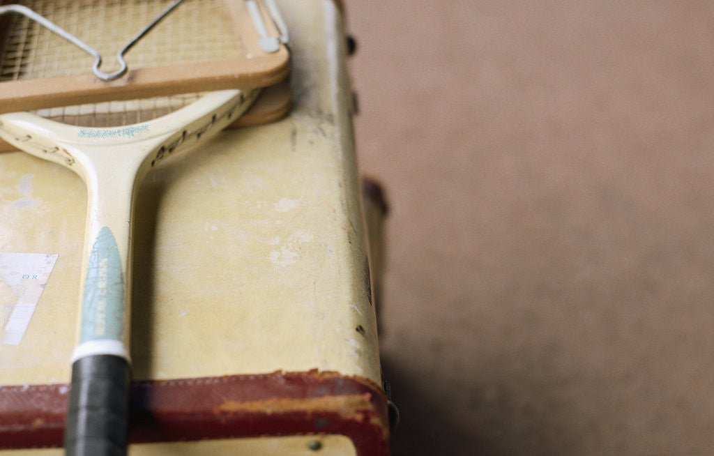 Detail of Old Tennis Racket on Suitcase by Anonymous