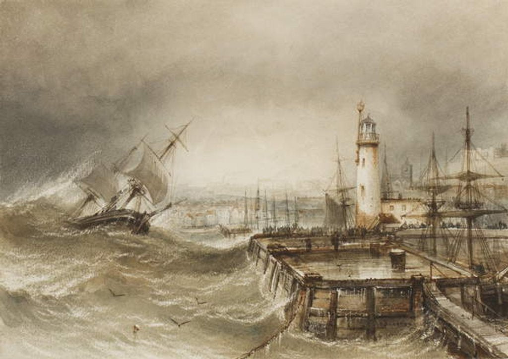 Detail of The Entrance to Scarborough Harbour by Henry Barlow Carter