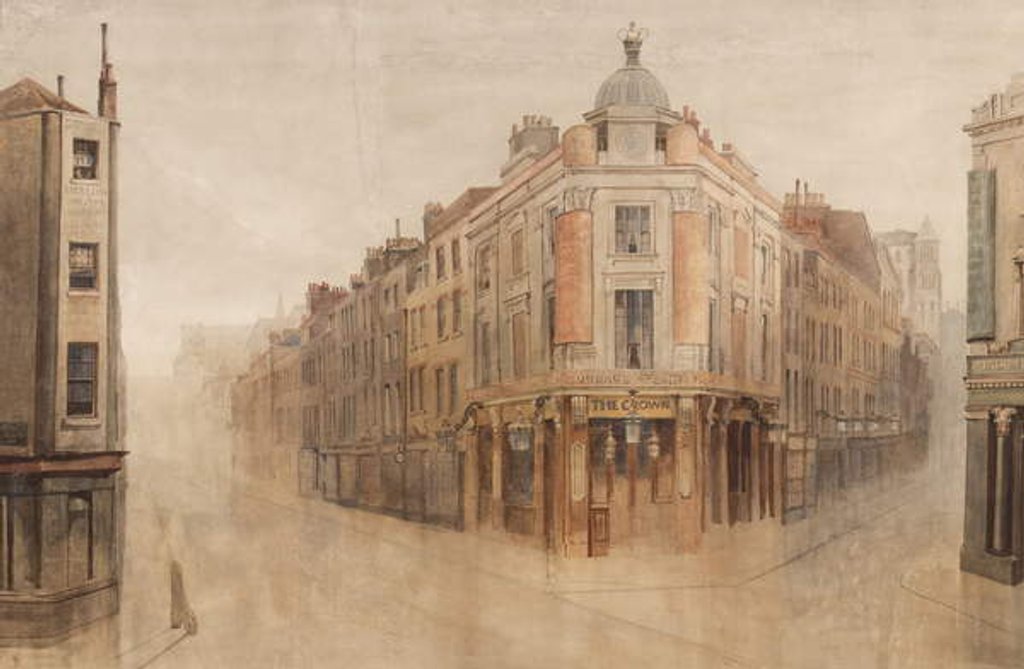 Detail of The Crown, corner of Great White Lion Street, now Mercer Street, and Monmouth Street, Seven Dials, London by Bernard Walter Evans