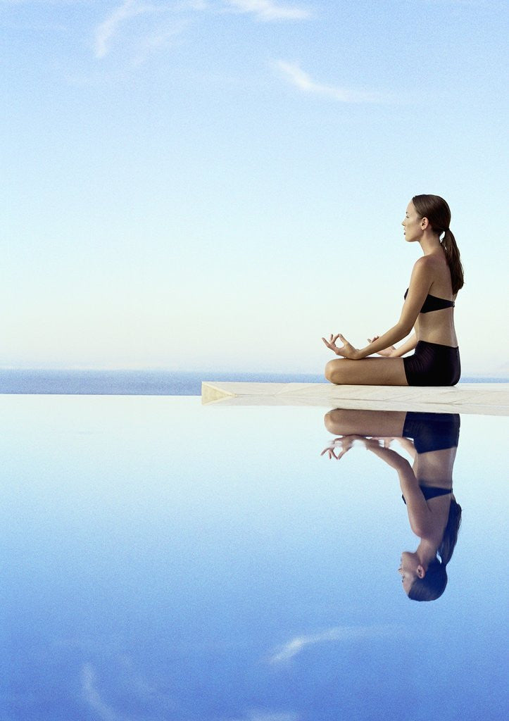 Detail of Woman Exercising on Swimming Pool Edge by Corbis