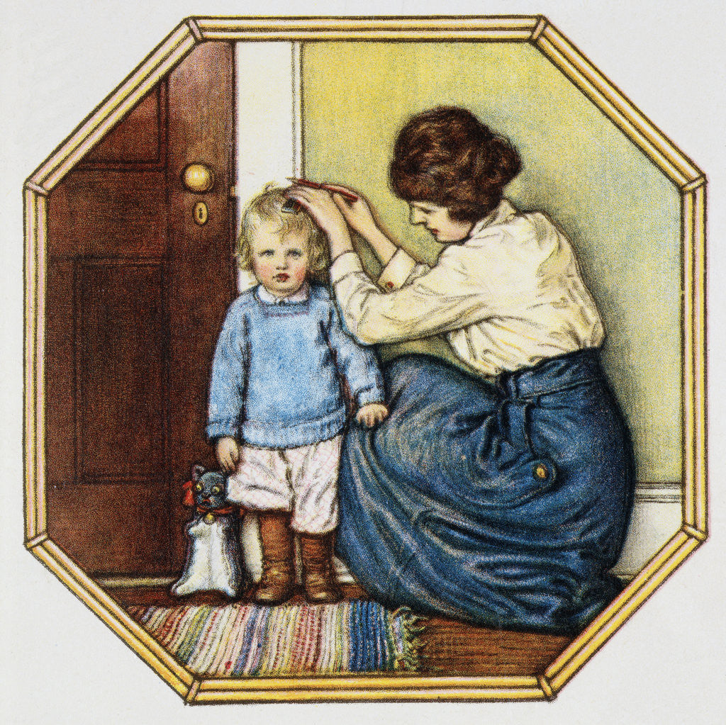 Detail of Illustration of Mother Measuring Child's Growth by John Rae