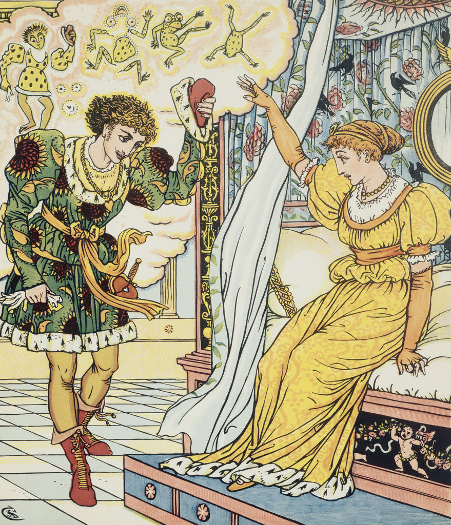 Detail of Frog Prince Book Illustration with Princess and Frog Prince by Walter Crane