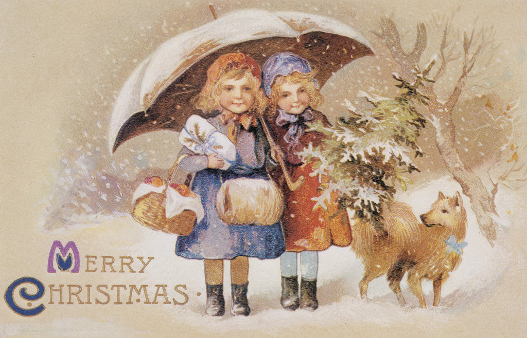 Detail of Merry Christmas German Postcard by Anonymous