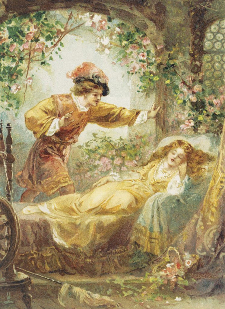 Detail of The Prince Finds the Sleeping Beauty Book Illustration by Anonymous