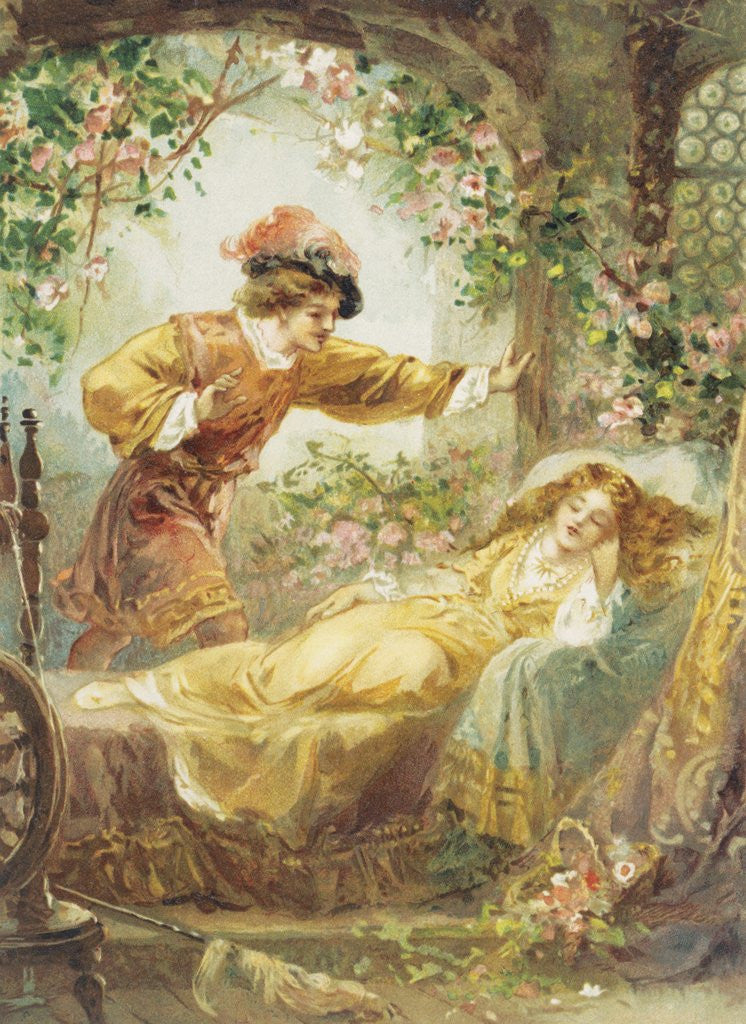 Detail of The Prince Finds the Sleeping Beauty Book Illustration by Corbis