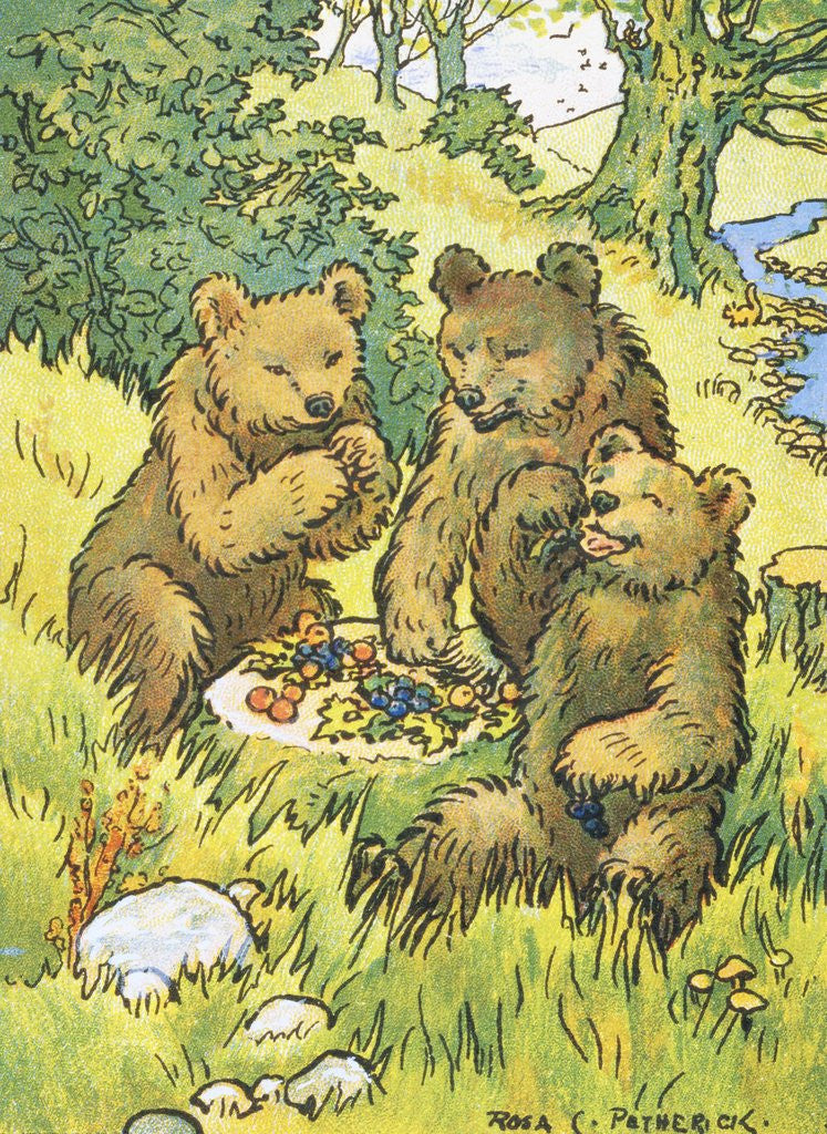Detail of Illustration Depicting Three Picnicking Bears by Rosa C. Petherick
