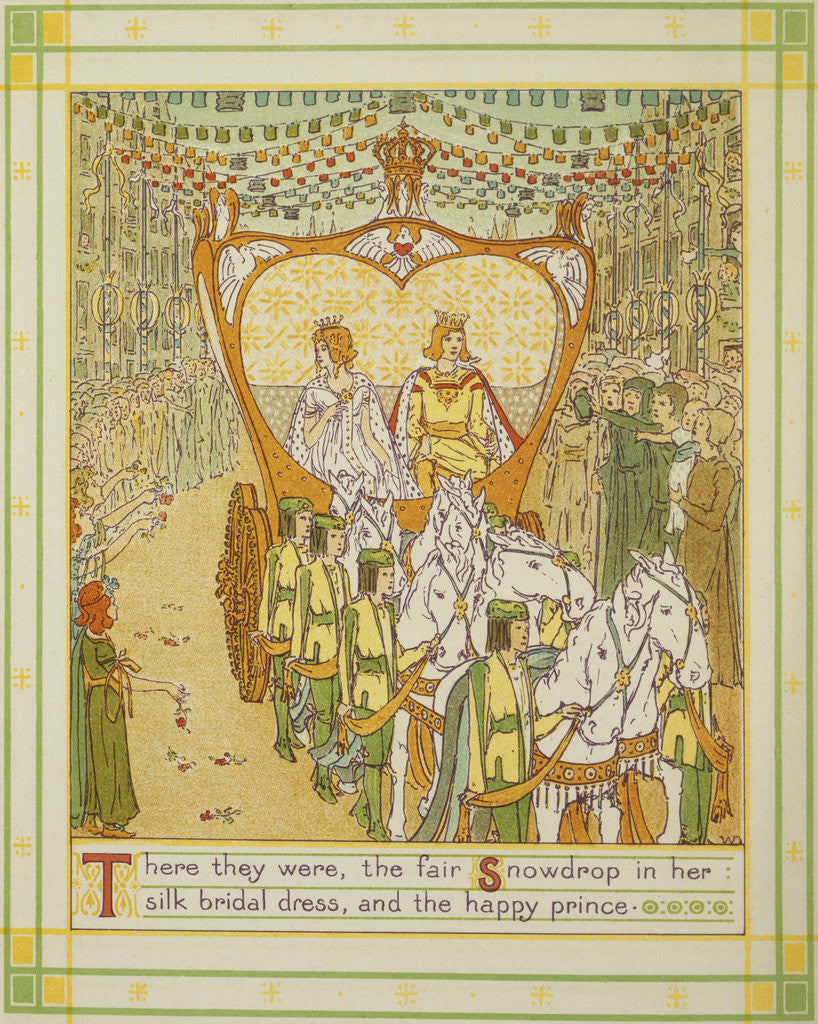 Detail of Book Illustration Depicting the Wedding Procession of Snowdrop and the Prince by W.C. Drupsteen