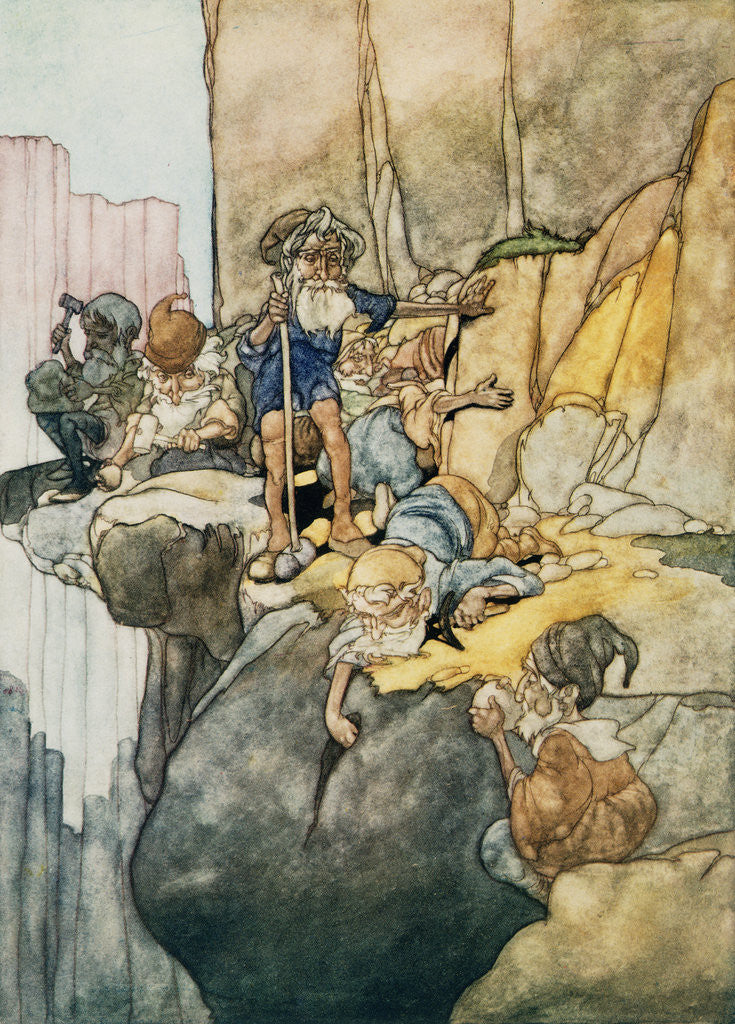 Detail of Illustration Depicting the Seven Dwarfs Mining by Charles Robinson
