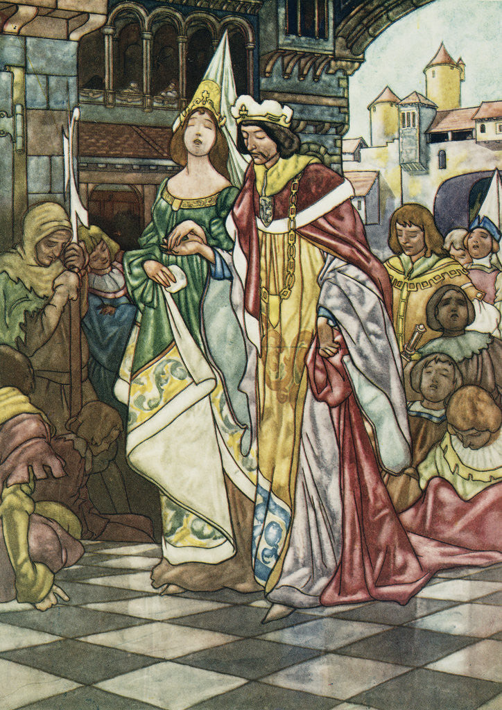 Detail of Illustration Depicting the King and Queen Asleep by Charles Robinson
