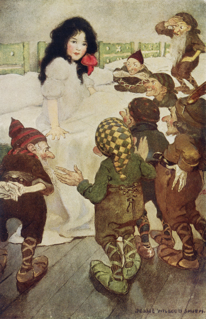 Detail of Illustration of the Dwarfs Discovering Snow White by Jessie Willcox Smith