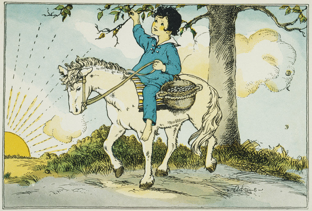 Detail of Book Illustration Depicting a Boy Riding a Pony by Pauline Batchelder Adams
