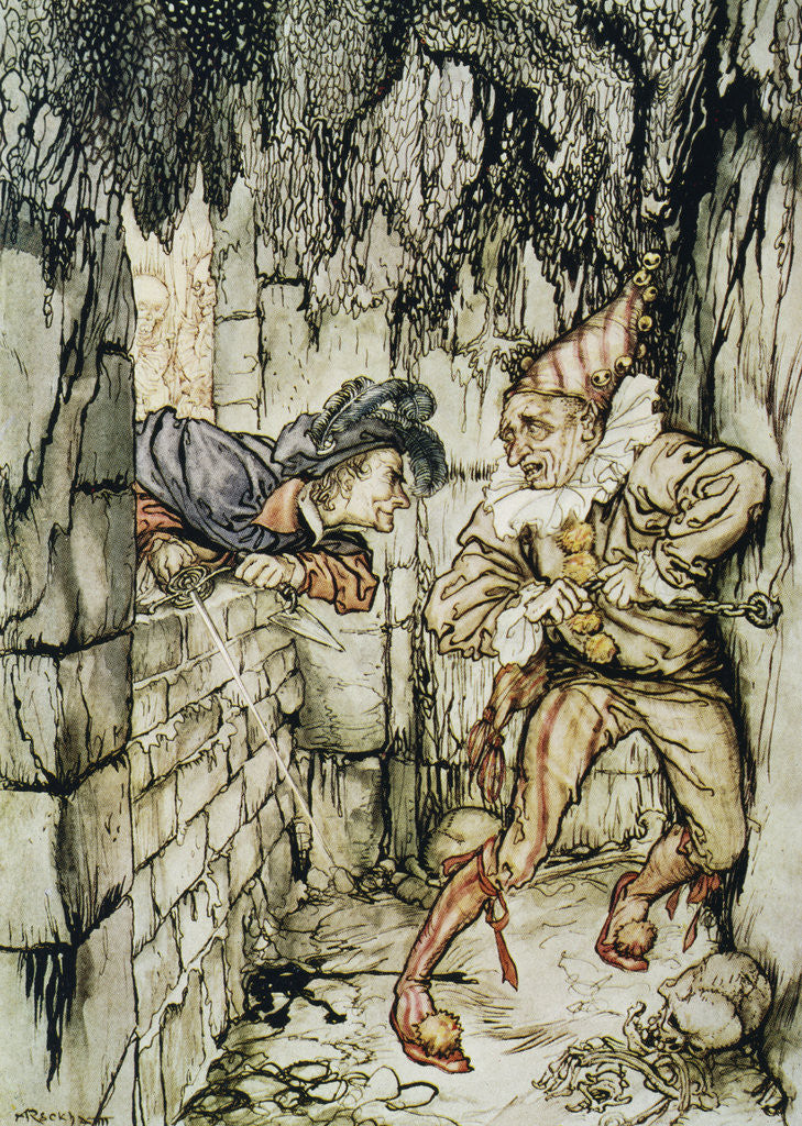 Detail of Illustration Depicting Fortunado and Montresor by Arthur Rackham