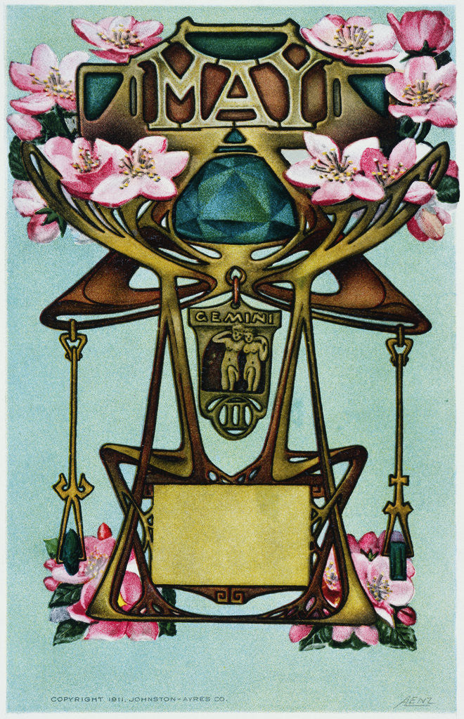 Detail of May - Gemini Postcard by Anonymous