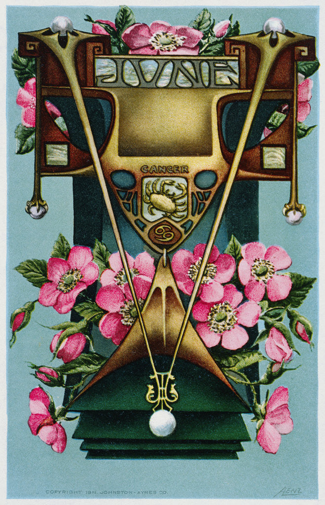 Detail of June - Cancer Postcard by Anonymous