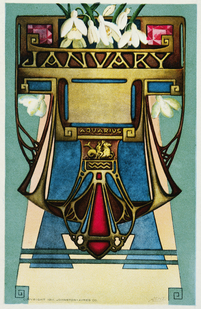 Detail of January - Aquarius Postcard by Aenz