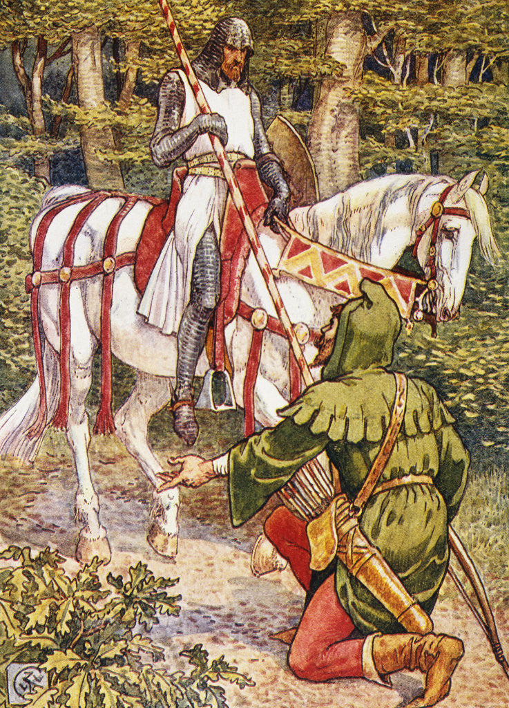 Detail of Lyttel John and the Knyghte Book Illustration by Walter Crane