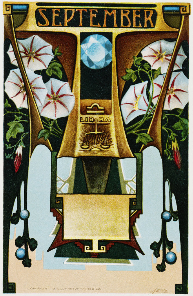 Detail of September - Libra Postcard by Aenz