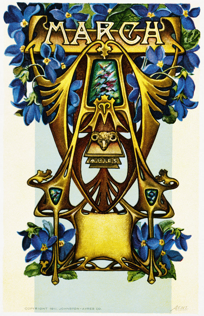 Detail of March - Aries Postcard by Aenz