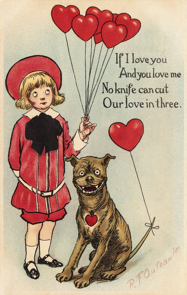 Detail of If I Love You Valentine Postcard by Richard Felton Outcault