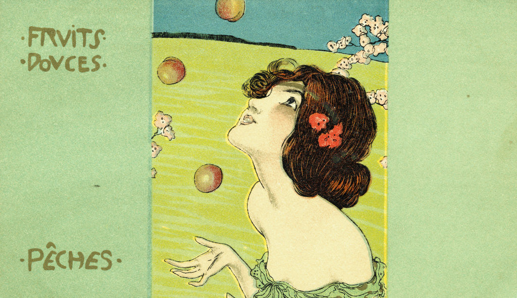 Detail of Fruits Douces: Peches Postcard by Corbis