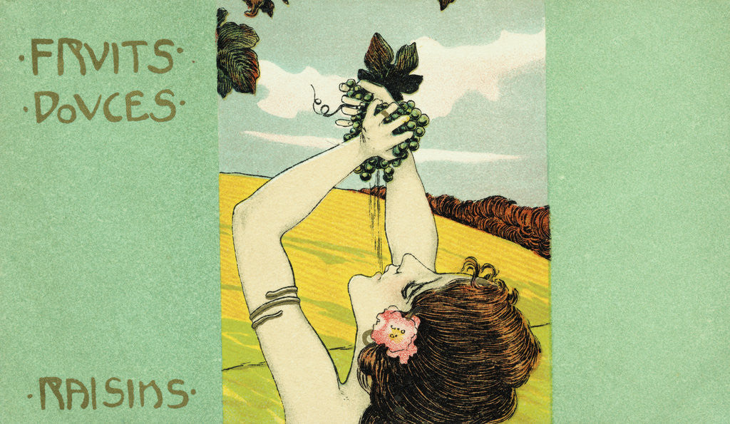 Detail of Fruits Douces: Raisins Postcard by Anonymous