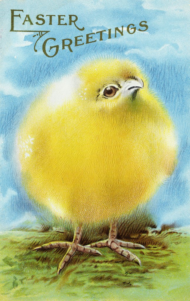 Detail of Easter Greetings Postcard with a Chick by Anonymous