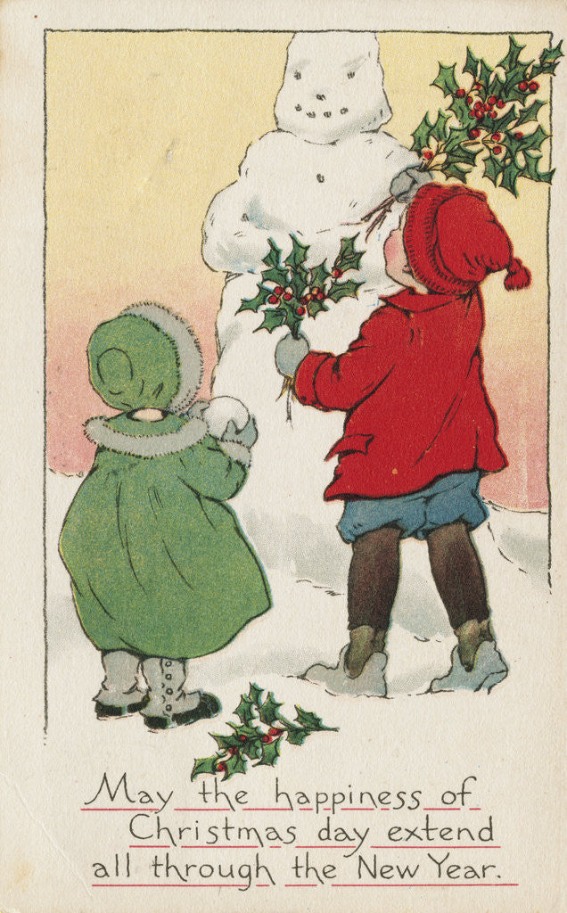 Detail of May the Happiness of Christmas Day Extend All Through the New Year Postcard by Anonymous