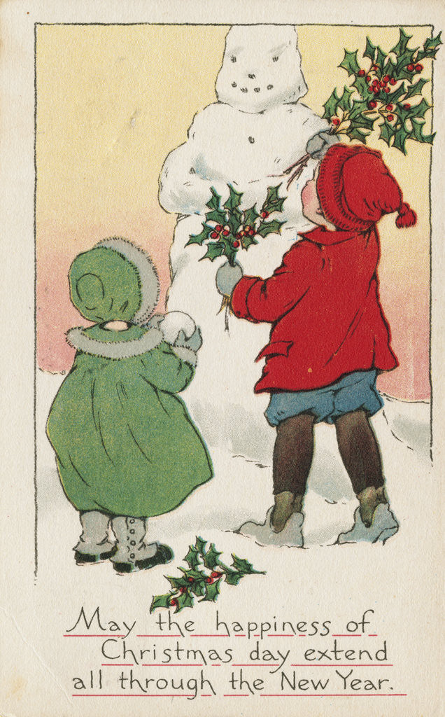 Detail of May the Happiness of Christmas Day Extend All Through the New Year Postcard by Corbis