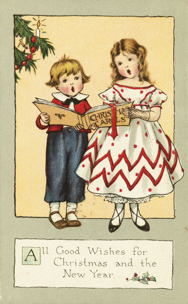 Detail of All Good Wishes for Christmas and the New Year Postcard by Corbis