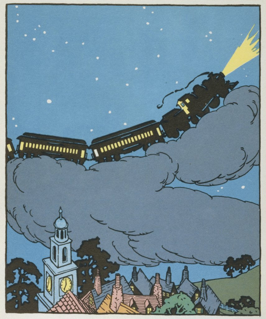 Detail of Illustration of a Train on a Cloud by Gertrude Kay