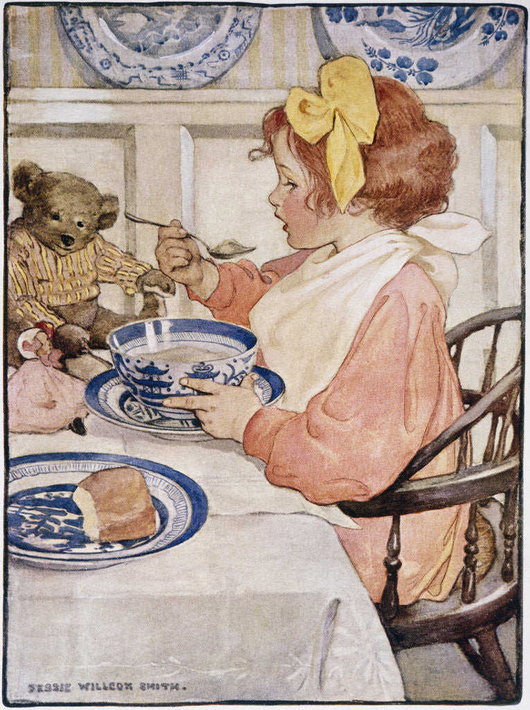 Detail of Illustration of a Little Girl Eating Porridge by Jessie Willcox Smith