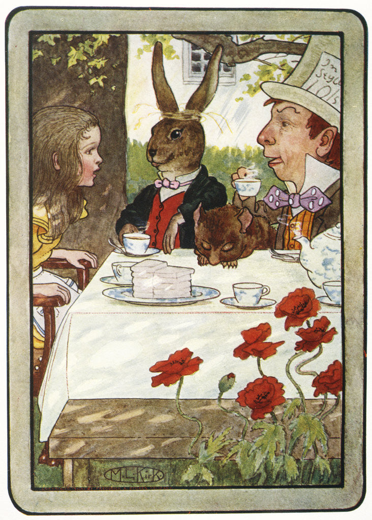 Detail of Book Illustration of a Mad Tea-Party by M.L. Kirk