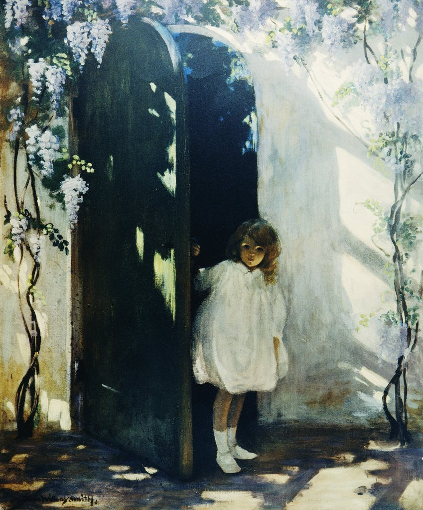 Detail of Poster of a Young Girl in a Doorway by Jessie Willcox Smith