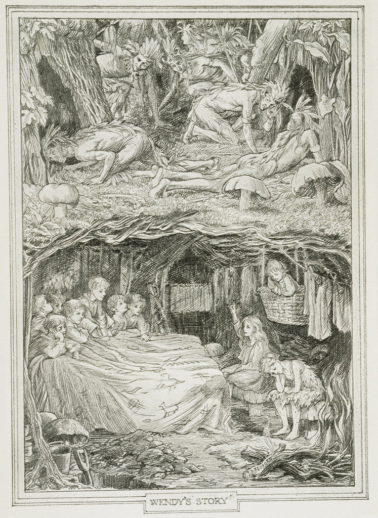 Detail of Peter Pan and Wendy Book Illustration by Francis Donkin Bedford