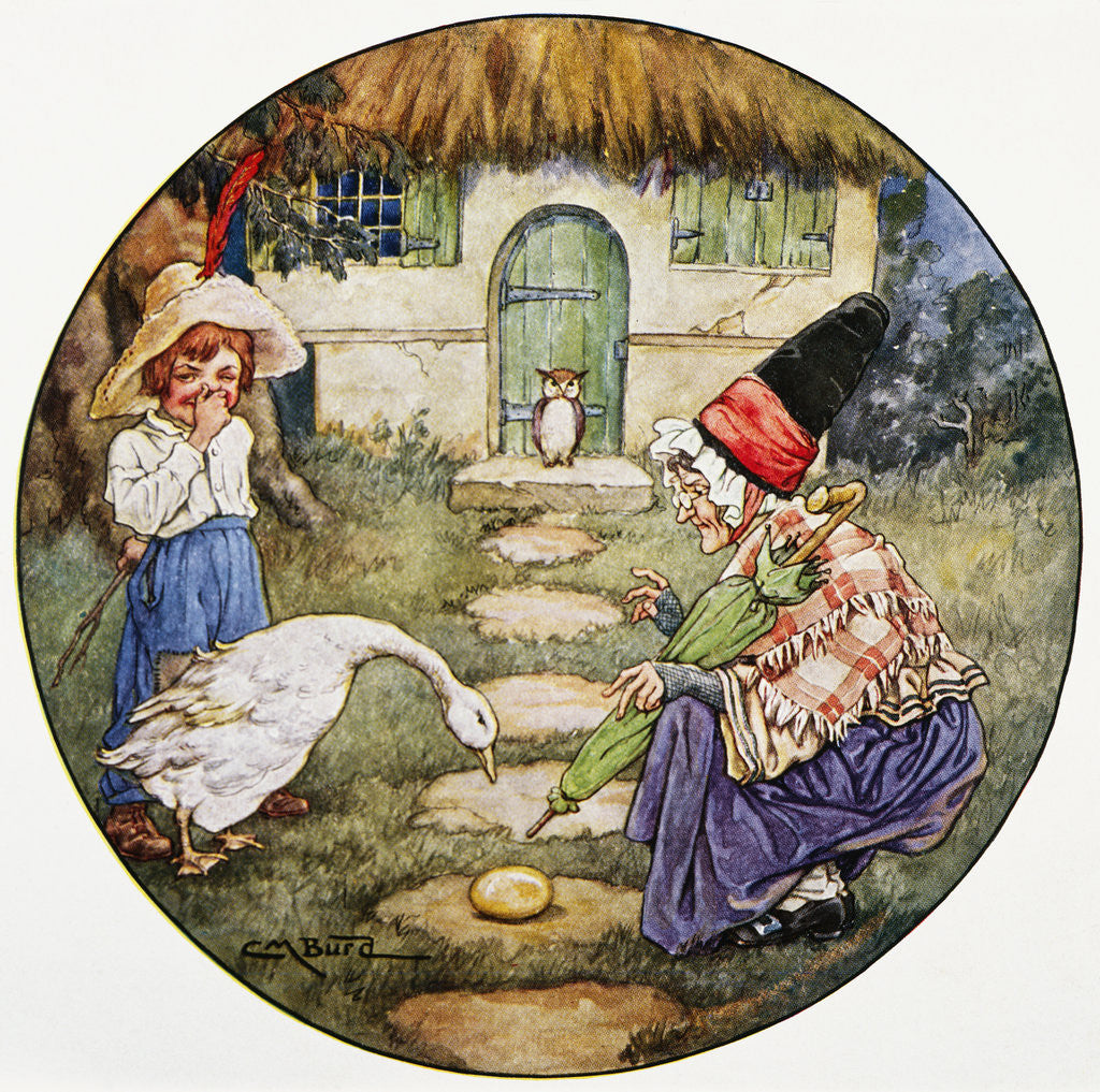 Detail of Book Illustration Showing Jack and the Goose that Laid the Golden Egg by Clara M. Burd
