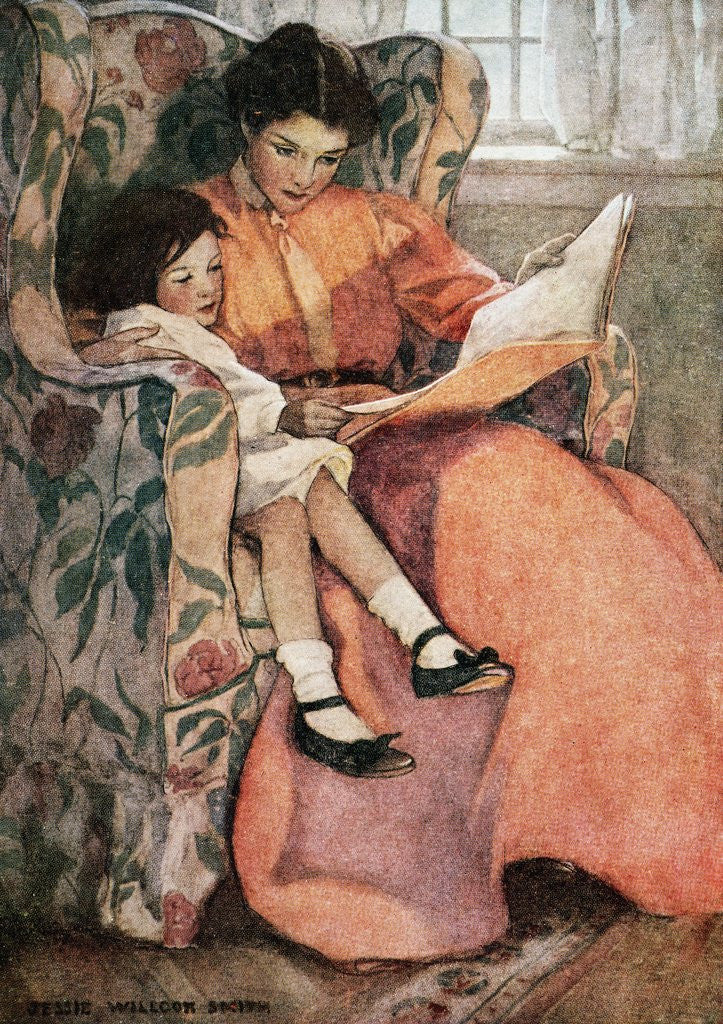 Detail of Book Illustration of Mother and Daughter Reading by Jessie Willcox Smith