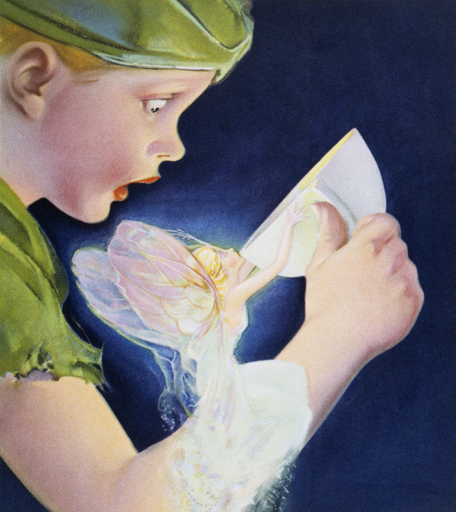 Detail of Book Illustration of Tinkerbell Saving Peter Pan by Roy Best