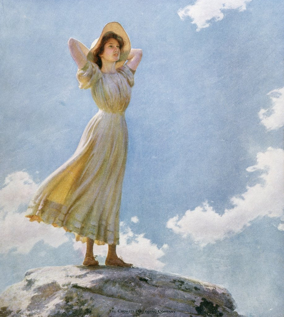 Detail of Illustration of a Woman on the Top of a Mountain by Charles Courtney Curran