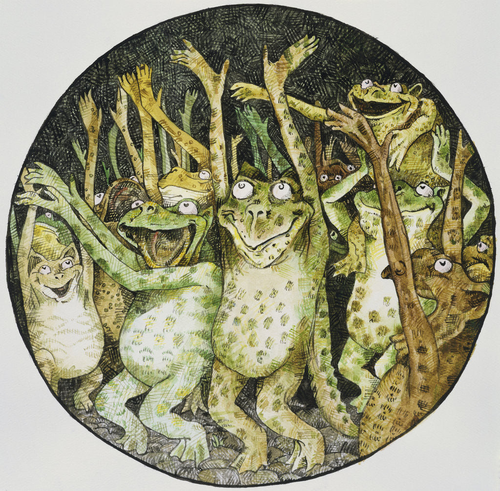 Detail of Book Illustration of Frogs Celebrating by John D. Batten