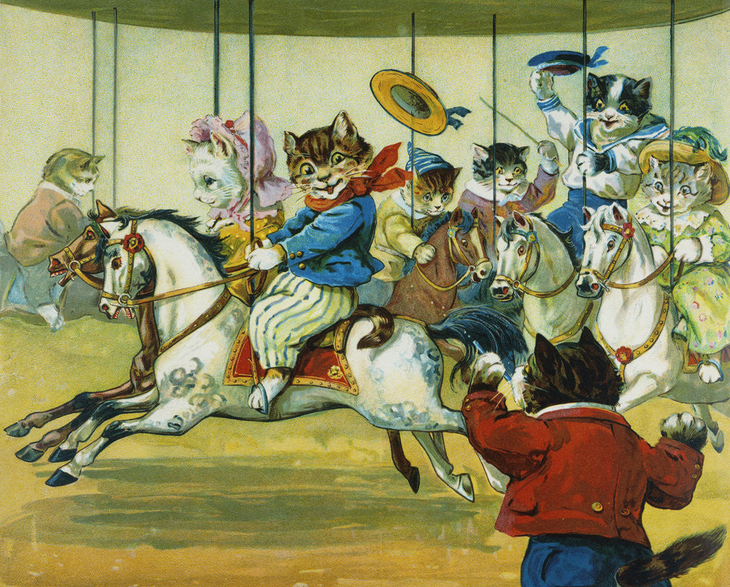 Detail of Book Illustration of Cats on a Merry-Go-Round by Stewart Orr