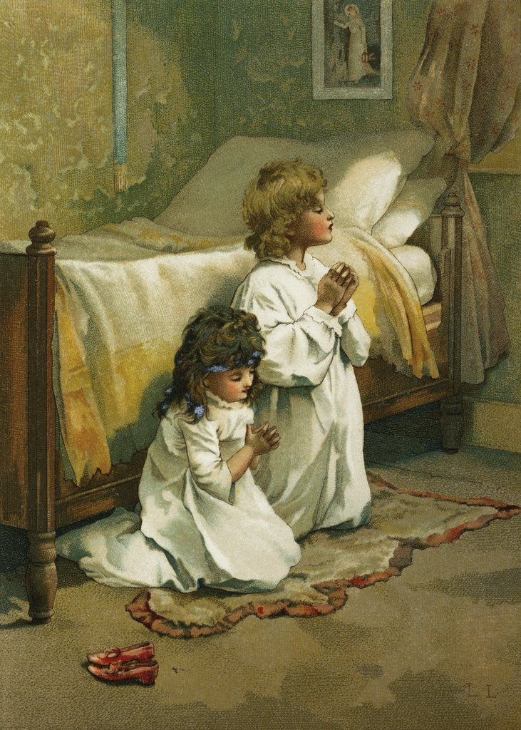 Detail of Book Illustration of Children Praying by Lizzie Lawson