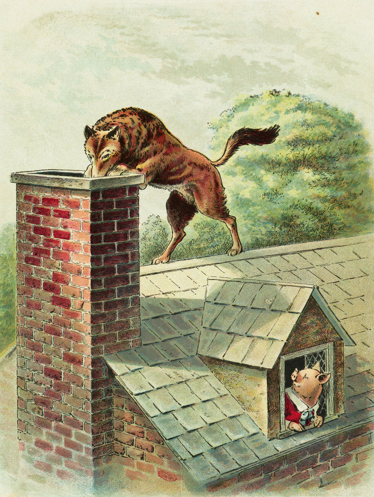 Detail of The Wolf Tries to Find a Way Into the Brick House by Blanche Fisher Wright