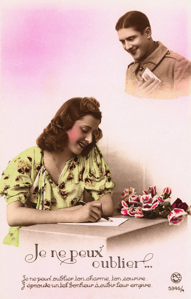 Detail of Je Ne Peux Oublier... Postcard by Anonymous