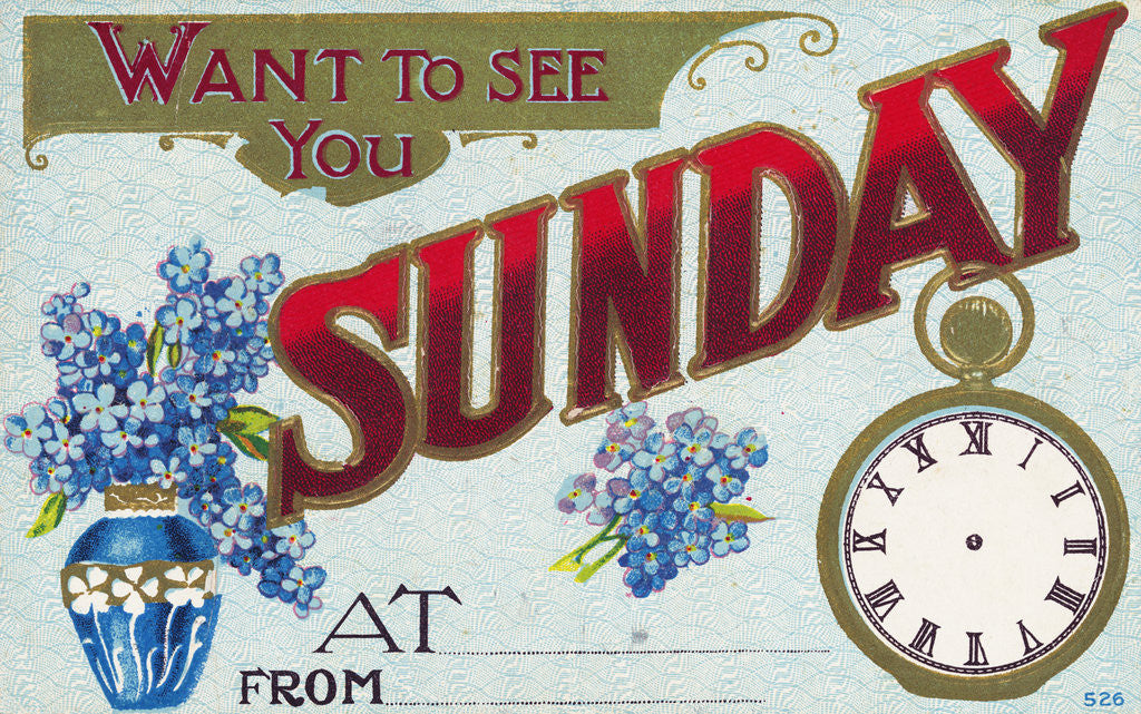 Detail of Want to See You Sunday Postcard by Anonymous