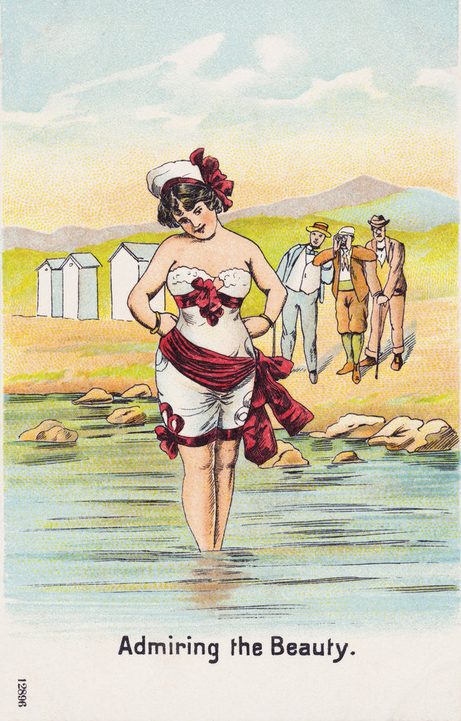Detail of Admiring the Beauty. Postcard by Anonymous