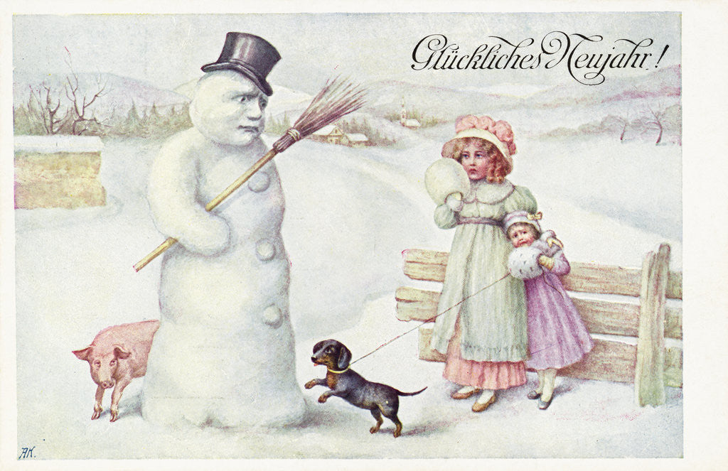 Detail of Gluckliches Neujahr! Postcard by Anonymous