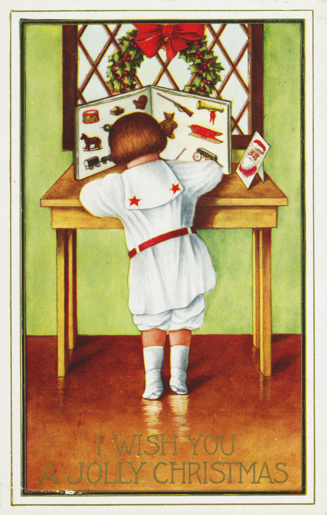 Detail of I Wish You a Jolly Christmas Postcard by Anonymous